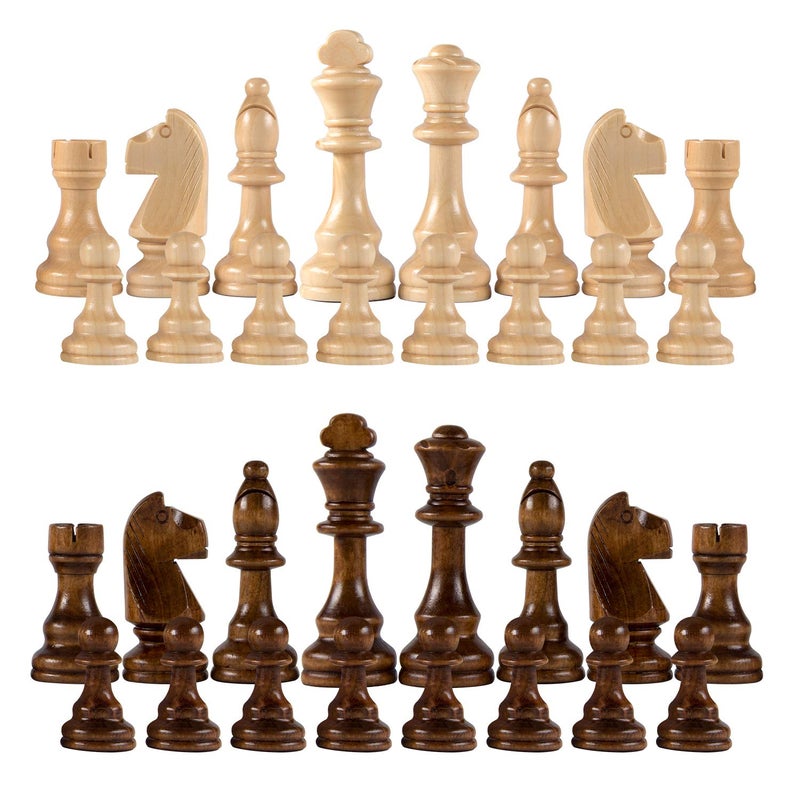 AMEROUS Chess Pieces Only, Wooden Hand Carved Tournament Chessmen with 4.12" Inches King, 2 Storage Bags for Chess Board Game, Replacement of Missing Pieces - Image 2